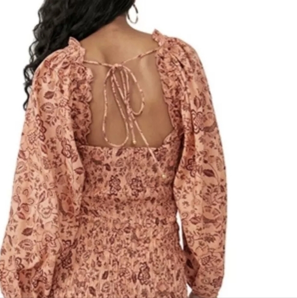 Free People Smock It To Me Dress Apricot Rust Size Small - Picture 2 of 13